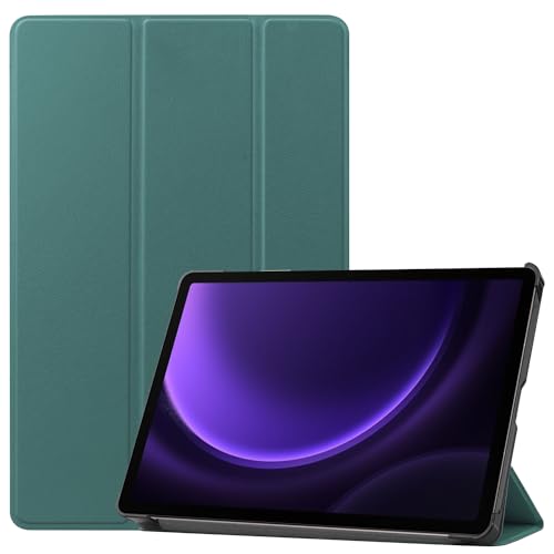 KNOXS Tablet Hülle für Samsung Galaxy Tab S9 FE, Slim Schutzhülle Hochwertiges PU Schlank Leder Hülle, mit Ständer Funktion, für Samsung Galaxy Tab S9 FE 10.9 Zoll Modell (Dunkelgrün) von KNOXS