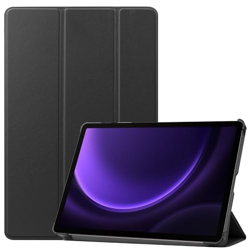 KNOXS Tablet Hülle für Samsung Galaxy Tab S9 FE, Slim Schutzhülle Hochwertiges PU Schlank Leder Hülle, mit Ständer Funktion, für Samsung Galaxy Tab S9 FE 10.9 Zoll Modell (Schwarz) von KNOXS