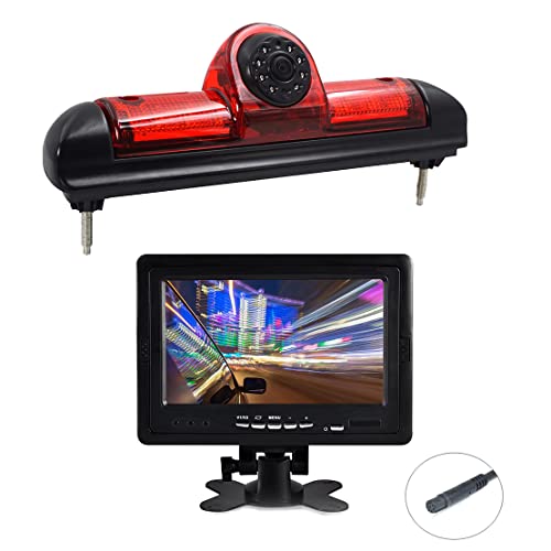 Auto Dritte Dach Top Mount Bremsleuchte Kamera Bremslicht R¨¹ckfahrkamera f¨¹r Citroen Jumper/FIAT DUCATO X250 / Peugeot Boxer +7.0" Zoll Monitor TFT Bildschirm LKW KFZ LCD Display von KNRAGHO