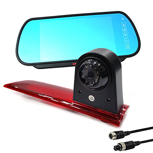 Bremslicht-Rückfahrkamera für Ford Transit 2014-2019 mit 7 Zoll Clip-on Mirror Monitor von KNRAGHO