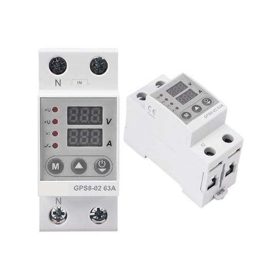Einphasiger Spannungsschutz 40A 63A 80A Din-Schiene 230V Einstellbares Spannungsschutzrelais mit Stromschutz(GPS8-02-Down Wiring,63A) von KNWHGGKCV