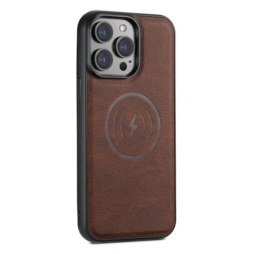 KOANGA Magnetischer Kartenhalter, 2-in-1-Leder-Handyhülle für iPhone 15, 14, 13, 12 Pro Max, für Samsung S23 S22 Ultra Plus, abnehmbare Abdeckung, alleinige Hülle braun, für iPhone 15 ProMax von KOANGA