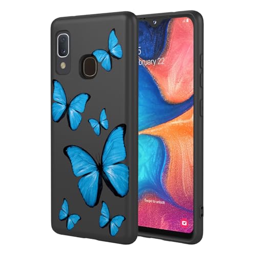KOARWVC Handyhülle für Galaxy A20e, Samsung A20E SM-A202F, SM-A202K, süßes Schmetterlingsmuster-Design, schlank, schützend, weiches TPU, für Samsung Galaxy A20e, schwarzer Schmetterling von KOARWVC
