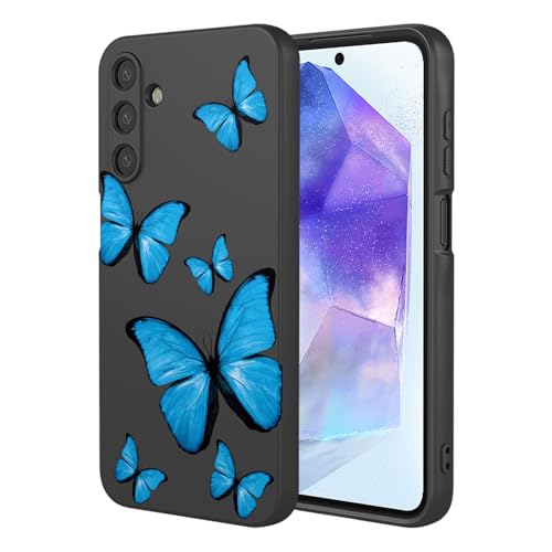KOARWVC Handyhülle für Galaxy A55, Samsung A55 SM-A556, süßes Schmetterlingsmuster, schlank, schützend, weiches TPU, Stoßfänger, Handyhülle für Samsung Galaxy A55, schwarzer Schmetterling KOARWVC Handyhülle für Galaxy A55, Samsung A55 SM-A556, süßes Schmetterlingsmuster, schlank, schützend, weiches TPU, Stoßfänger, Handyhülle für Samsung Galaxy A55, schwarzer Schmetterling von KOARWVC