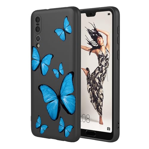 KOARWVC Handyhülle für Huawei P20 Pro Hülle, CLT-L09, CLT-L29 Hülle, süßes Schmetterlingsmuster-Design, schlank, schützend, weiche TPU-Bumper für Huawei P20 Pro, schwarzer Schmetterling von KOARWVC