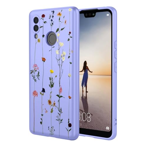 KOARWVC Handyhülle für Huawei P20 lite, Huawei Nova 3e ANE-LX1, ANE-LX2 Hülle, süßes Blumenmuster, schlank, schützend, weiches TPU, für Huawei P20 lite, lila Garten von KOARWVC