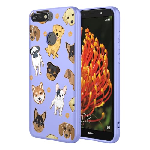 KOARWVC Handyhülle für Huawei Y6 2018, Huawei Y6 Prime 2018, süßes Hundemuster, schlank, schützend, weiche TPU-Bumper für Huawei Y6 Prime 2018, violetter Hund KOARWVC Handyhülle für Huawei Y6 2018, Huawei Y6 Prime 2018, süßes Hundemuster, schlank, schützend, weiche TPU-Bumper für Huawei Y6 Prime 2018, violetter Hund von KOARWVC