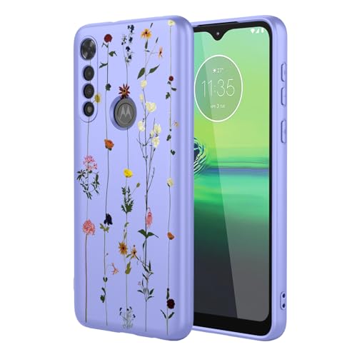 KOARWVC Handyhülle für Moto G8 Play, Motorola One Macro XT2015-2 XT2016, süßes Blumenmuster, dünn, schützend, weiches TPU, Stoßfänger, Handyhülle für Motorola G8 Play, lila Garten von KOARWVC