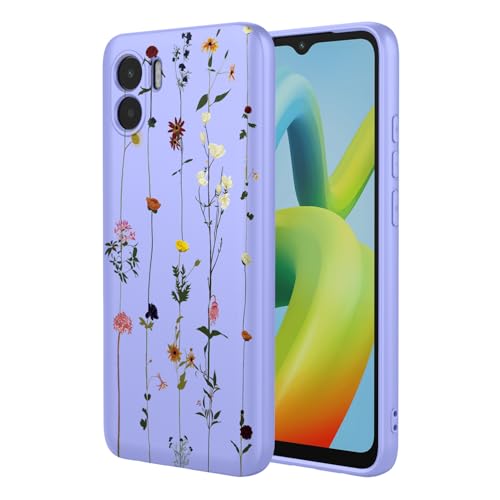 KOARWVC Handyhülle für Redmi A1, 220733SI 23026RN Redmi A2, süßes Blumenmuster, dünn, schützend, weiches TPU, für Xiaomi Redmi A1, Lila Garten von KOARWVC