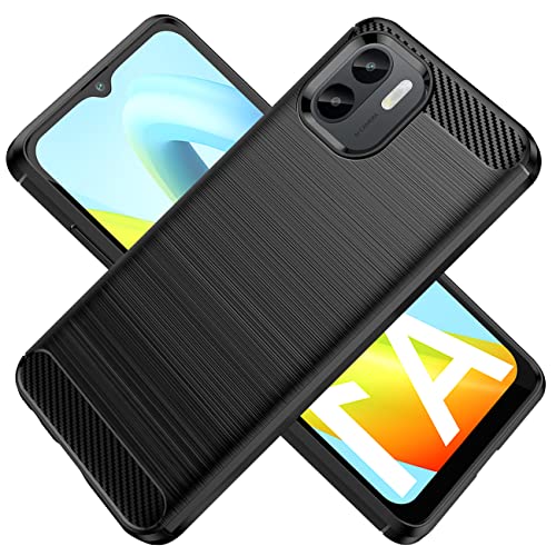 KOARWVC Handyhülle für Redmi A1/A2, Kohlefaser TPU Rugged Shield, Anti-Scratch, Weiche TPU Back Cover, Schwarz von KOARWVC