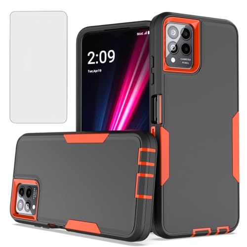 KOARWVC Handyhülle für T-Mobile Revvl 6 Pro, T Phone Pro 5G Hülle mit HD-Displayschutzfolien, magnetische Autohalterung, strapazierfähig, stoßfest, Schutzhülle für T-Mobile Revvl 6 Pro, Schwarz/Orange KOARWVC Handyhülle für T-Mobile Revvl 6 Pro, T Phone Pro 5G Hülle mit HD-Displayschutzfolien, magnetische Autohalterung, strapazierfähig, stoßfest, Schutzhülle für T-Mobile Revvl 6 Pro, Schwarz/Orange von KOARWVC