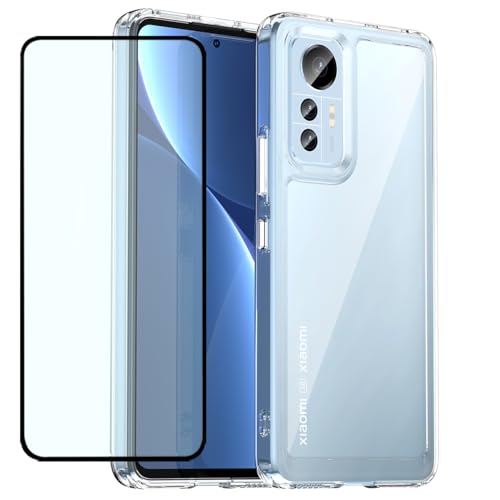 KOARWVC Handyhülle für Xiaomi 12 Lite Hülle, 2203129G Hülle mit HD Displayschutzfolie, Clear Crystal PC Hard Back Shockproof Cover Cases für Xiaomi Mi 12 Lite 5G Clear von KOARWVC