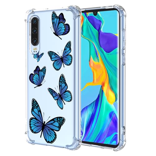 KOARWVC Schutzhülle für Huawei P30, ELE-L29, weiches TPU, Stoßdämpfung, schlank, schützend, Schmetterlingsmuster, Rückabdeckung für Huawei P30, blauer Schmetterling KOARWVC Schutzhülle für Huawei P30, ELE-L29, weiches TPU, Stoßdämpfung, schlank, schützend, Schmetterlingsmuster, Rückabdeckung für Huawei P30, blauer Schmetterling von KOARWVC