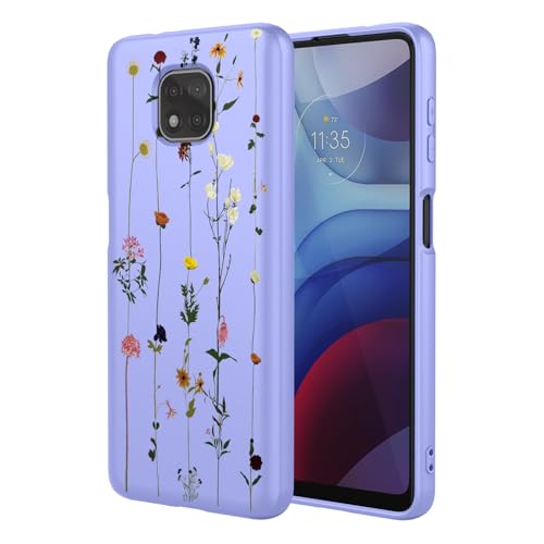 KOARWVC Schutzhülle für Moto G Power 2021, Motorola G Power 2021, süßes Blumenmuster, dünn, schützend, weiches TPU, für Motorola Moto G Power (2021), Lila Garten von KOARWVC