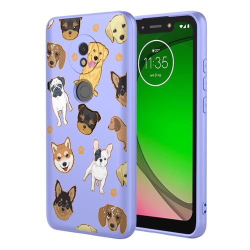 KOARWVC Schutzhülle für Moto G7 Play, XT1952, süßes Hundemuster, dünn, schützend, weiches TPU, Stoßfänger, Handyhülle für Motorola Moto G7 Play, violetter Hund KOARWVC Schutzhülle für Moto G7 Play, XT1952, süßes Hundemuster, dünn, schützend, weiches TPU, Stoßfänger, Handyhülle für Motorola Moto G7 Play, violetter Hund von KOARWVC
