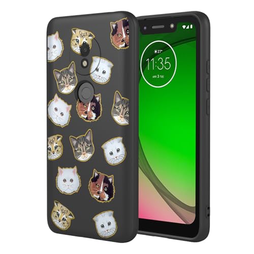KOARWVC Schutzhülle für Moto G7 Play, XT1952, süßes Katzenmuster, dünn, schützend, weiches TPU, Stoßfänger, Handyhülle für Motorola Moto G7 Play, schwarze Katze KOARWVC Schutzhülle für Moto G7 Play, XT1952, süßes Katzenmuster, dünn, schützend, weiches TPU, Stoßfänger, Handyhülle für Motorola Moto G7 Play, schwarze Katze von KOARWVC