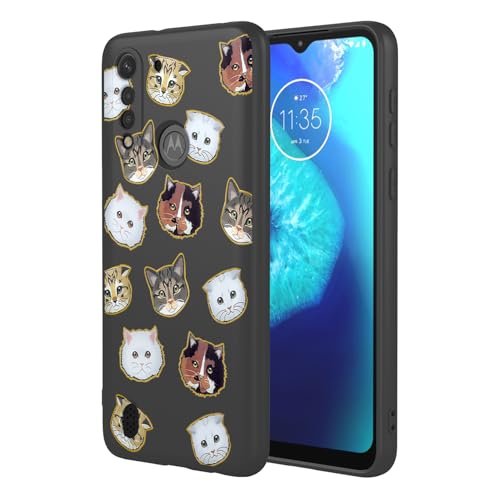 KOARWVC Schutzhülle für Moto G8 Power Lite, XT2055-2, süßes Katzenmuster, dünn, schützend, weiches TPU, Stoßfänger, Handyhülle für Motorola Moto G8 Power Lite, schwarze Katze von KOARWVC