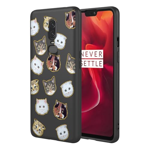 KOARWVC Schutzhülle für OnePlus 6, A6000, A6003, süßes Katzenmuster, schlank, schützend, weiches TPU, für OnePlus 6, schwarze Katze von KOARWVC