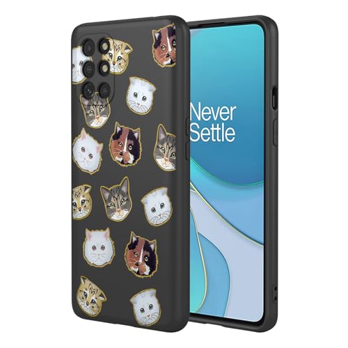 KOARWVC Schutzhülle für OnePlus 8T, OnePlus 8T Plus/OnePlus 9R KB2007 LE2101, süßes Katzenmuster, dünn, schützend, weiches TPU, für OnePlus 8T, schwarze Katze von KOARWVC