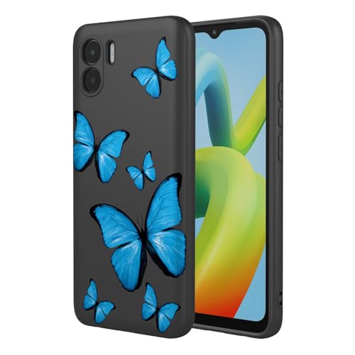 KOARWVC Schutzhülle für Redmi A1, Redmi A2 220733SI 23026RN, süßes Schmetterlingsmuster, dünn, schützend, weiches TPU, für Xiaomi Redmi A1, schwarzer Schmetterling von KOARWVC