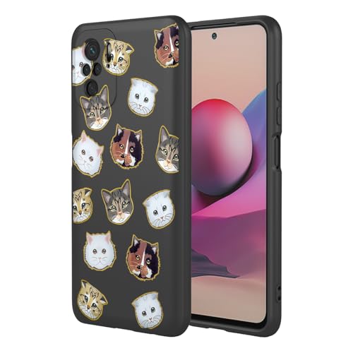 KOARWVC Schutzhülle für Redmi Note 10S, Redmi Note 10 4G, Xiaomi Poco M5s M2101K7AI, süßes Katzenmuster, schlank, schützend, weiches TPU, Stoßfänger, Handyhülle für Redmi Note10S 4G, schwarze Katze von KOARWVC