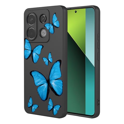 KOARWVC Schutzhülle für Redmi Note 13 5G, Xiaomi Poco X6 Neo 5G, süßes Schmetterlingsmuster, schlank, schützend, weiches TPU, für Xiaomi Redmi Note 13 5G, schwarzer Schmetterling von KOARWVC