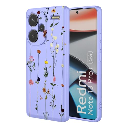 KOARWVC Schutzhülle für Redmi Note 13 Pro+ Plus, 23090RA98, süßes Blumenmuster, schlank, schützend, weiches TPU, für Xiaomi Redmi Note 13 Pro+ 5G, Lila Garten von KOARWVC