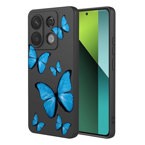 KOARWVC Schutzhülle für Redmi Note 13 Pro 5G, Xiaomi Poco X6 5G, süßes Schmetterlingsmuster, schlank, schützend, weiches TPU, für Xiaomi Redmi Note 13 Pro 5G, schwarzer Schmetterling von KOARWVC