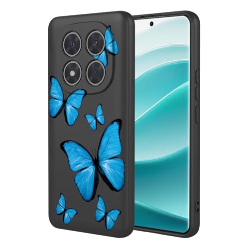 KOARWVC Schutzhülle für Redmi Note 14 Pro 5G, süßes Schmetterlingsmuster, dünn, schützend, weiches TPU, Stoßfänger, Handyhülle für Xiaomi Redmi Note 14 Pro 5G, schwarzer Schmetterling von KOARWVC