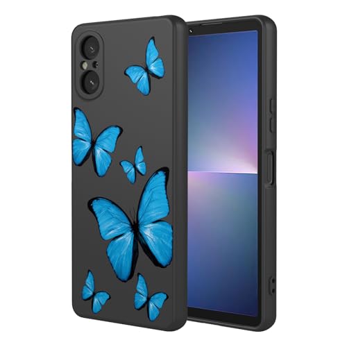KOARWVC XQ-DE54 Handyhülle für Sony Xperia 5 V, süßes Schmetterlingsmuster, dünn, schützend, weiches TPU, Stoßfänger, Handyhülle für Sony Xperia 5 V, schwarzer Schmetterling von KOARWVC