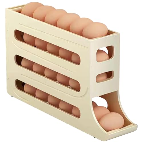 KOBONA Automatisch rollender Eierablage-Organizer, platzsparender rollender Eierspender, Organizer for 30 Eier, Kühlschrank-Eier-Aufbewahrungsbehälter, 4-lagig, for Kühlschrank-Küchenschränk von KOBONA