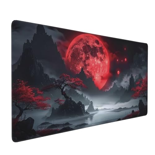 Großes XXL-Mauspad für den Schreibtisch, erweiterte Tastatur, Mauspad für Computer, Büro, großes Laptop-Mauspad, Gaming-Mauspad für PC, dunkel roter Mond, 90 x 40 cm Großes XXL-Mauspad für den Schreibtisch, erweiterte Tastatur, Mauspad für Computer, Büro, großes Laptop-Mauspad, Gaming-Mauspad für PC, dunkel roter Mond, 90 x 40 cm von KOBWOPI