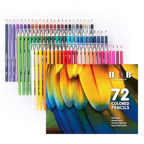 KOCAN Buntstifte,72 Buntstifte, vorgespitzt, Farbskizzenstifte, Künstlerbedarf, kräftiger 3-mm-Kern, mit Aufbewahrungsetui für Studenten, Anfänger, Erwachsene, Künstler, Zeichnen, Skizzieren, von KOCAN