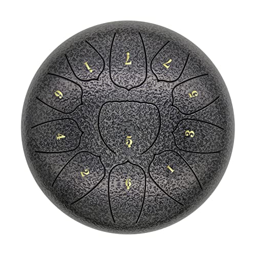 Zungentrommel aus Stahl,KOCAN 10 Zoll Steel Tongue Drum 11 Notes Handpan Drum mit Drum Mallet Finger Picks Percussion für Meditation Yoga von KOCAN