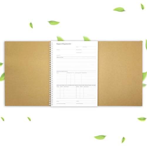Regie/Rapportbericht - Regiebericht für Handwerker Baustelle als Stundennachweis Rapportzettel 1 Stück A4, selbstdurchschreibend, 2x50 Blatt, hochwertige Ringbindung, extra stabiler Umschlag von KOCHDIALOG