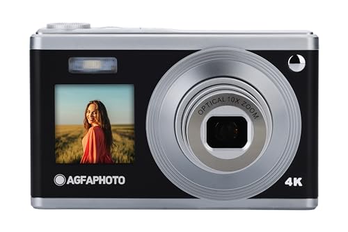 AGFA PHOTO Realishot DC9200 - Kompakte Digitalkamera, 24 MP, 4K Video, 10x optischer Zoom, Doppelbildschirm 2,8" + 1,54", CMOS-Sensor, Bildstabilisierung, Lithium-Batterie - Schwarz von KODAK