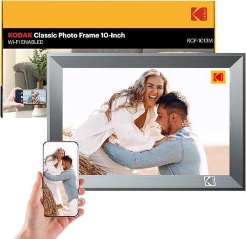 Digitaler Bilderrahmen 10.1 Zoll KODAK, Metallrand WLAN Digitale Bilderrahmen mit 32 GB Speicher, HD IPS Touchscreen, Teilen Sie Fotos über App (10.1 Zoll) von KODAK