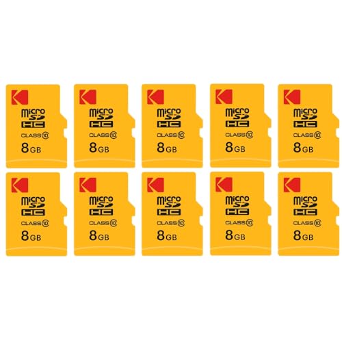 KODAK 10 Stück Micro-SDHC-Speicherkarten 8 GB mit Adapter – Hochgeschwindigkeits-Speicherlösung KODAK 10 Stück Micro-SDHC-Speicherkarten 8 GB mit Adapter – Hochgeschwindigkeits-Speicherlösung von KODAK
