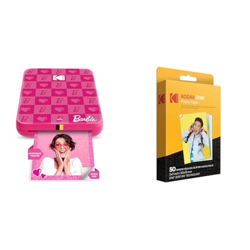 KODAK Barbie x Step Slim – kabelloser mobiler Sofortbilddrucker 2 x 3 Zoll Premium-Fotopapier (50 Blatt) von KODAK