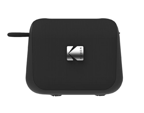 KODAK Bluetooth-Lautsprecher IP66 wasserdicht – Stereo-Sound, Tiefe Bässe, Bluetooth v5.0, integriertes Mikrofon, Lange Akkulaufzeit, Typ-C, Leistung 5 W RMS – Schwarz von KODAK