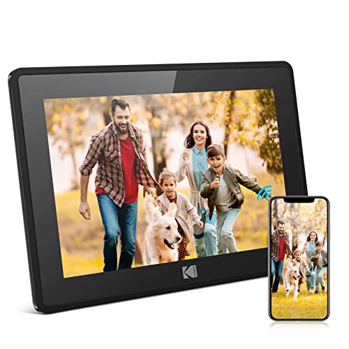 KODAK Digitaler Bilderrahmen 10 Zoll WLAN Elektronischer Bilderrahmen HD IPS Touchscreen Smart Fotorahmen mit App,16GB Speicher, Automatischer Rotation, Teilen von Bildern, Musik, Videos,Schwarz von KODAK