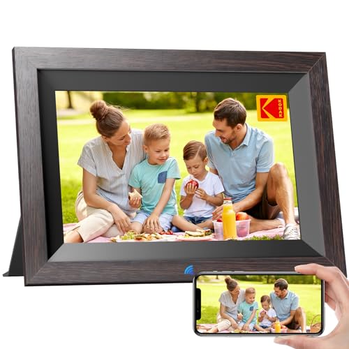 KODAK Digitaler Bilderrahmen 10.1 Zoll WLAN Elektronischer Bilderrahmen HD IPS Touchscreen Smart Fotorahmen Cloud mit App, 32GB Speicher, Automatischer Rotation, Teilen von Bildern, Musik, Videos von KODAK