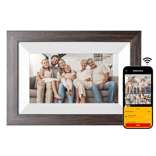 KODAK Digitaler Bilderrahmen 7 Zoll, Wlan Digitale Bilderrahmen, 32GB Speicher, HD IPS Touchscreen, Auto-Rotat, Smart Holz Elektronischer Bilderrahmen Teilen Sie Foto/Video Sofort über App von überall von KODAK
