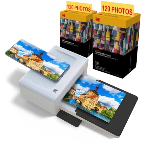 KODAK - Druckerpaket PD460 + Patrone und Papier für 240 Fotos – Foto Bluetooth & Docking – Postkartenformat 10 x 15 cm von KODAK