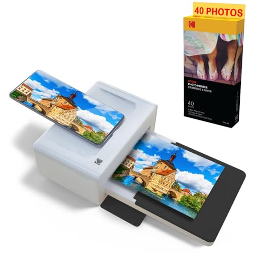 KODAK - Druckerpaket PD460 + Patrone und Papier für 40 Fotos – Foto Bluetooth & Docking – Postkartenformat 10 x 15 cm von KODAK