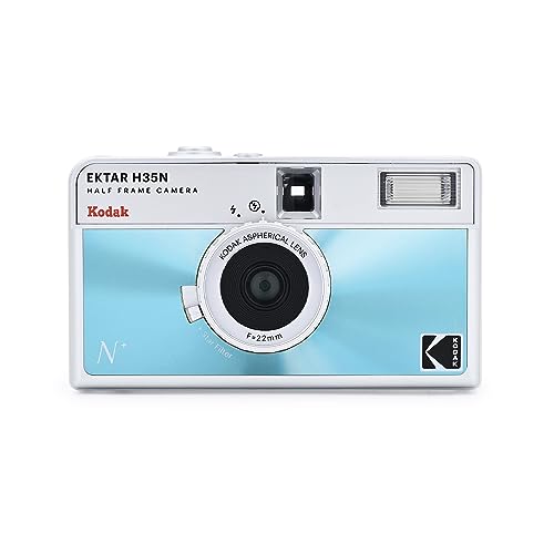 KODAK EKTAR H35N Halbformat-Filmkamera, 35 mm, wiederverwendbar, Bulb-Funktion, Sternfilter, beschichtetes, Objektiv (Film und Batterie sind Nicht im Lieferumfang enthalten) (Blau glasiert) von KODAK