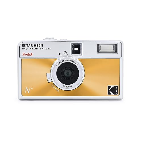 KODAK EKTAR H35N Halbformat-Filmkamera, 35 mm, wiederverwendbar, Bulb-Funktion, Sternfilter, beschichtetes, Objektiv (Film und Batterie sind Nicht im Lieferumfang enthalten) (Orange glasiert) von KODAK