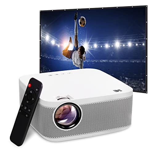 KODAK FLIK X10 Full HD Multimedia-Projektor-Kit | Kompaktes tragbares 1080p-Mini-Heimkinosystem mit 100-Zoll-Projektionsbildschirm, Fernbedienung, Stativ, HDMI-Kabel, Haken und Tragetasche von KODAK