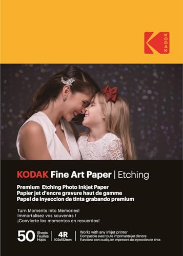 KODAK Fine Art Paper - Texturiertes Premium-Fotopapier, Pack mit 50 Blättern, Format A6 (10 x 15 cm), Matt mit Gravure-Effekt, 210 g/m², Kompatibel mit allen Tintenstrahldruckern von KODAK