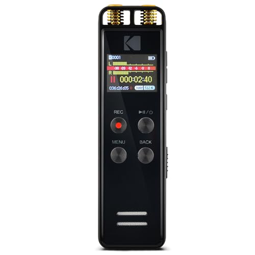 KODAK Hohe Intensität VRC550 digitaler Voice Recorder | Sprachgesteuertes wiederaufladbares Mini Diktiergerät mit Lithium-Batterie & MP3 | Sprachgesteuertes Abhörgerät von KODAK